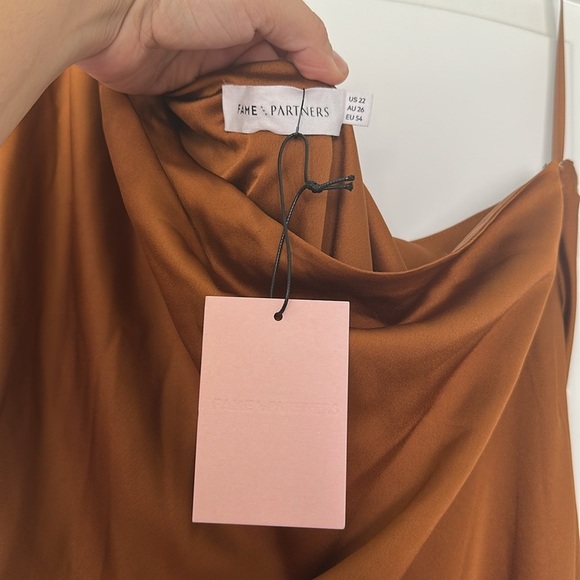 NWT FAME AND PARTNERS Antonia One Shoulder Rust Dress US 22 AU 26 EU 54 - Picture 8 of 10